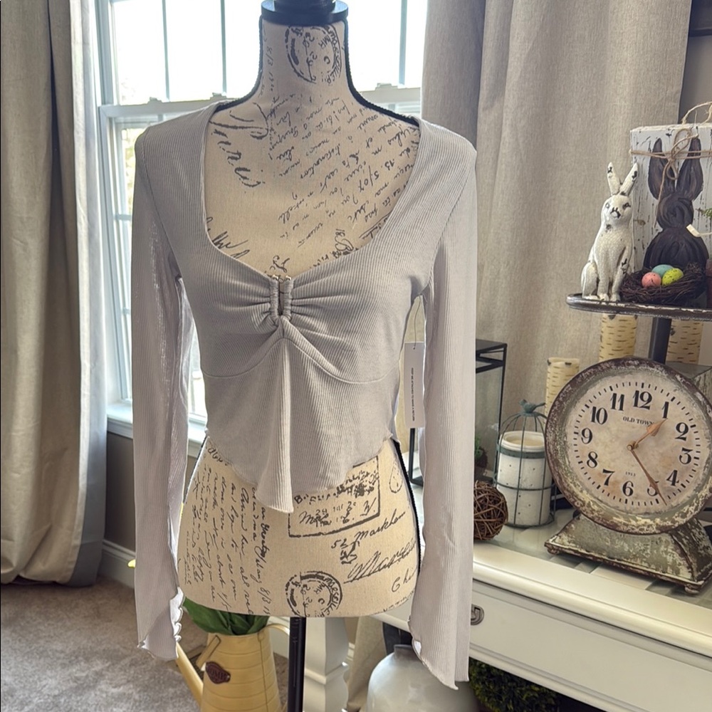 NWT Steele Grey Silver Spencer Top